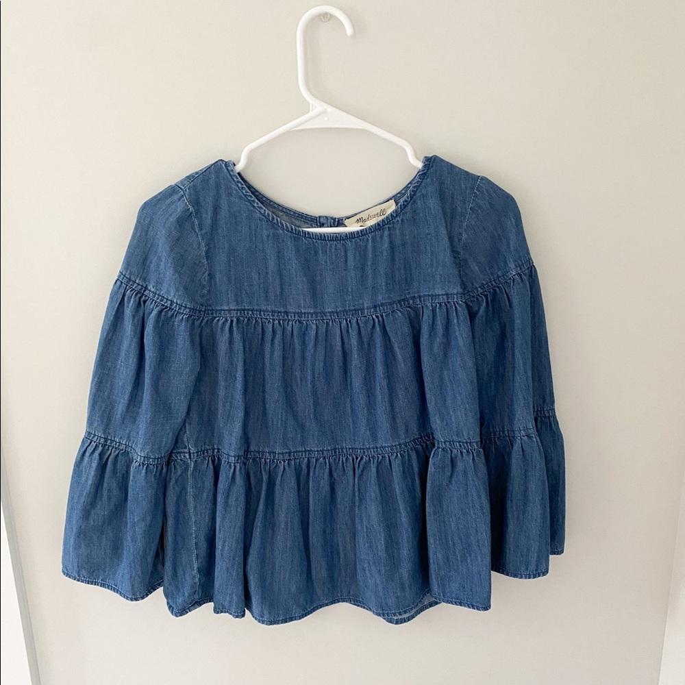 Madewell Women’s Denim Tiered Top, size XS